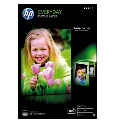 HP Pack de 100 Papier photo brillant 200g 10x15 cm
