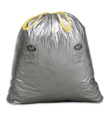 Boîte de 500 sacs poubelles Noirs 50 litres avec liens coulissants 28  microns