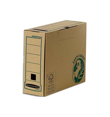 BANKERS BOX Boîte archives dos 10 cm EARTH SERIES. Montage manuel, carton  recyclé kraft brun