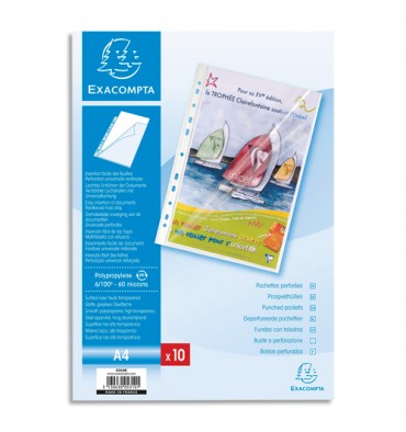EXACOMPTA Sachet de 5 pochettes-enveloppes scratch A4 en polypropylène  2/10e. Coloris assortis
