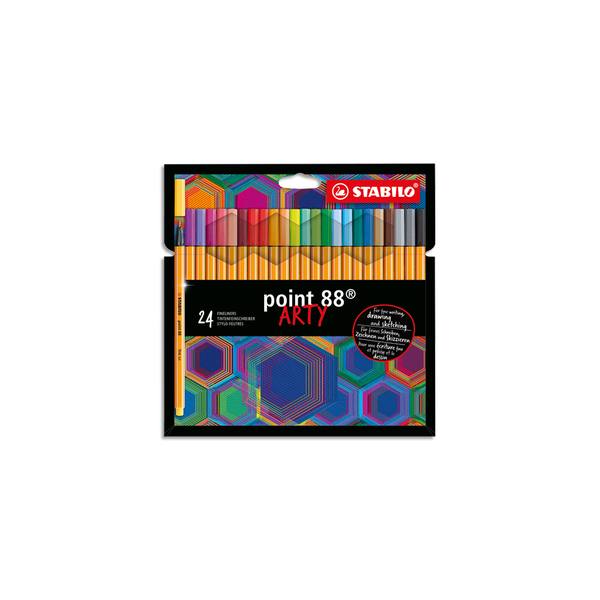 STABILO point 88 ARTY feutre pointe fine (0,4 mm) - Etui de 24 feutres fins  - Coloris assortis