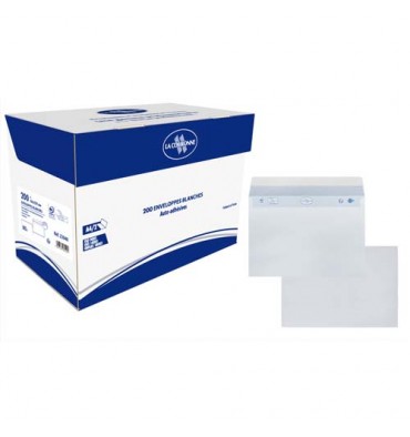BONG Boîte de 200 enveloppes C5 162x229mm Blanc 80g auto-adhésive