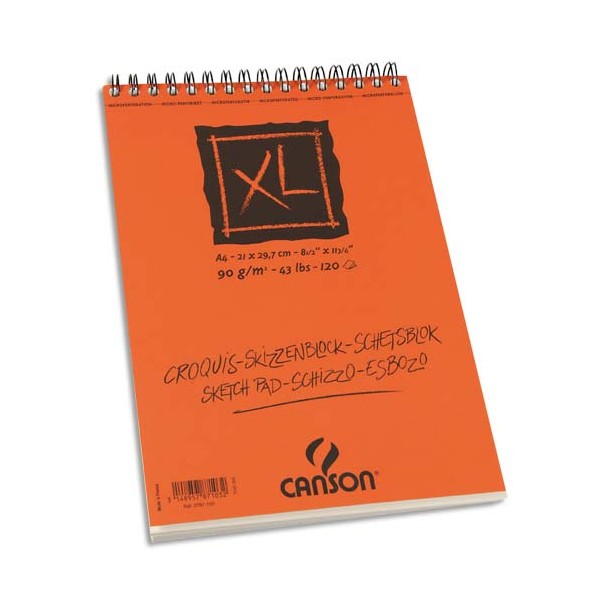 CANSON 120 feuilles de papier dessin CROQUIS XL spirale 90g A4